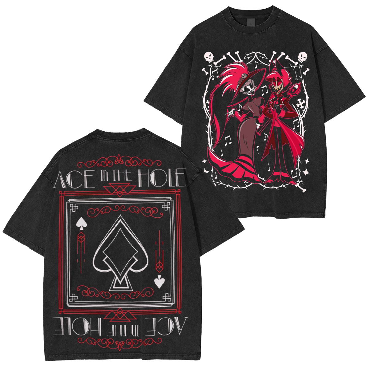 Hazbin Hotel Rosie & Alastor Ace Double side Oversized T-shirt/Crewneck/Hoodie