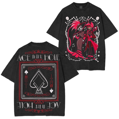 Hazbin Hotel Rosie & Alastor Ace Double side Oversized T-shirt/Crewneck/Hoodie