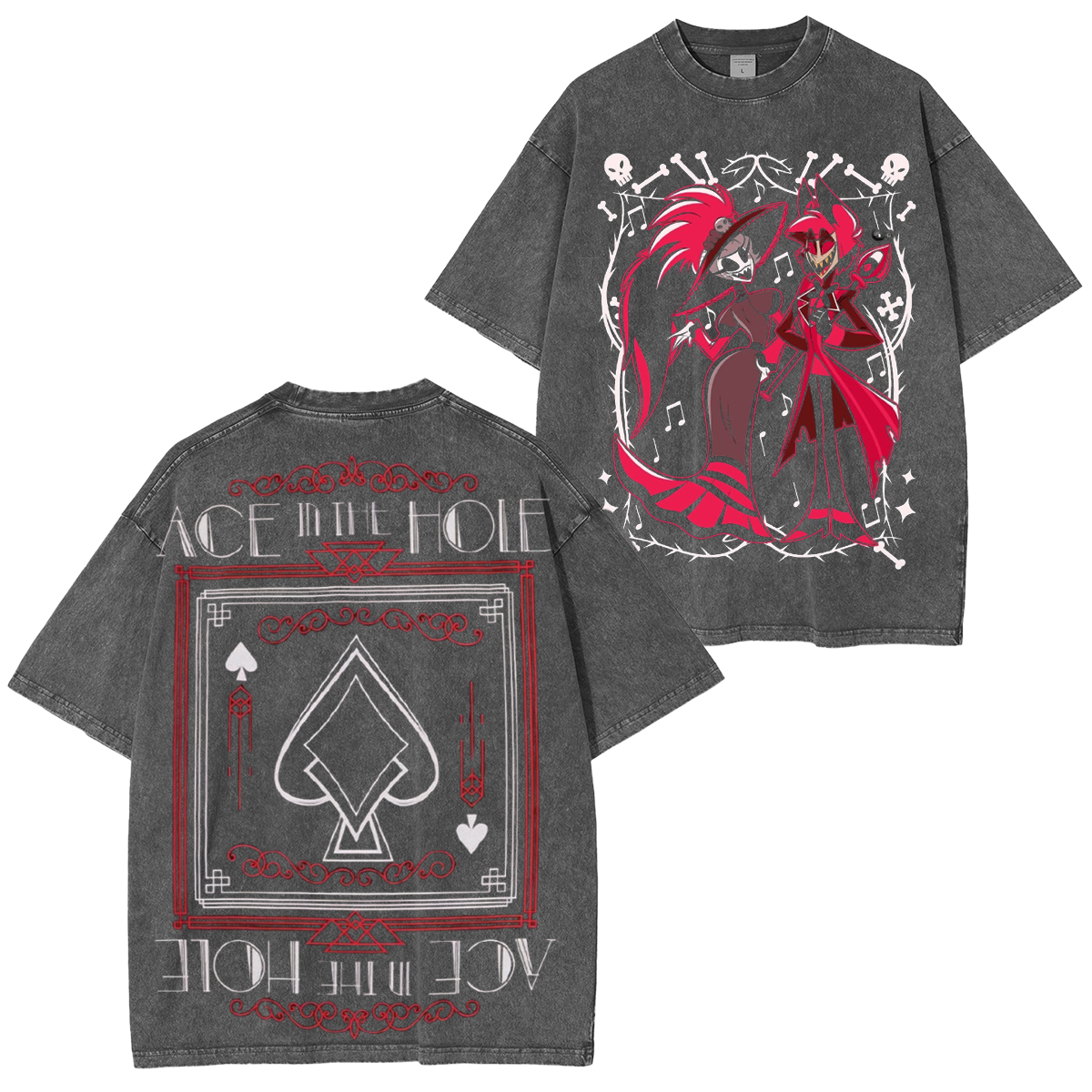 Hazbin Hotel Rosie & Alastor Ace Double side Oversized T-shirt/Crewneck/Hoodie