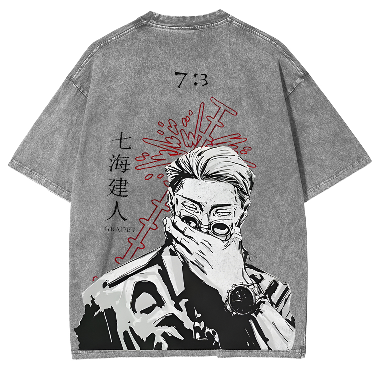 Nanami Jujutsu Kaisen Oversized Vintage Washed T-Shirts