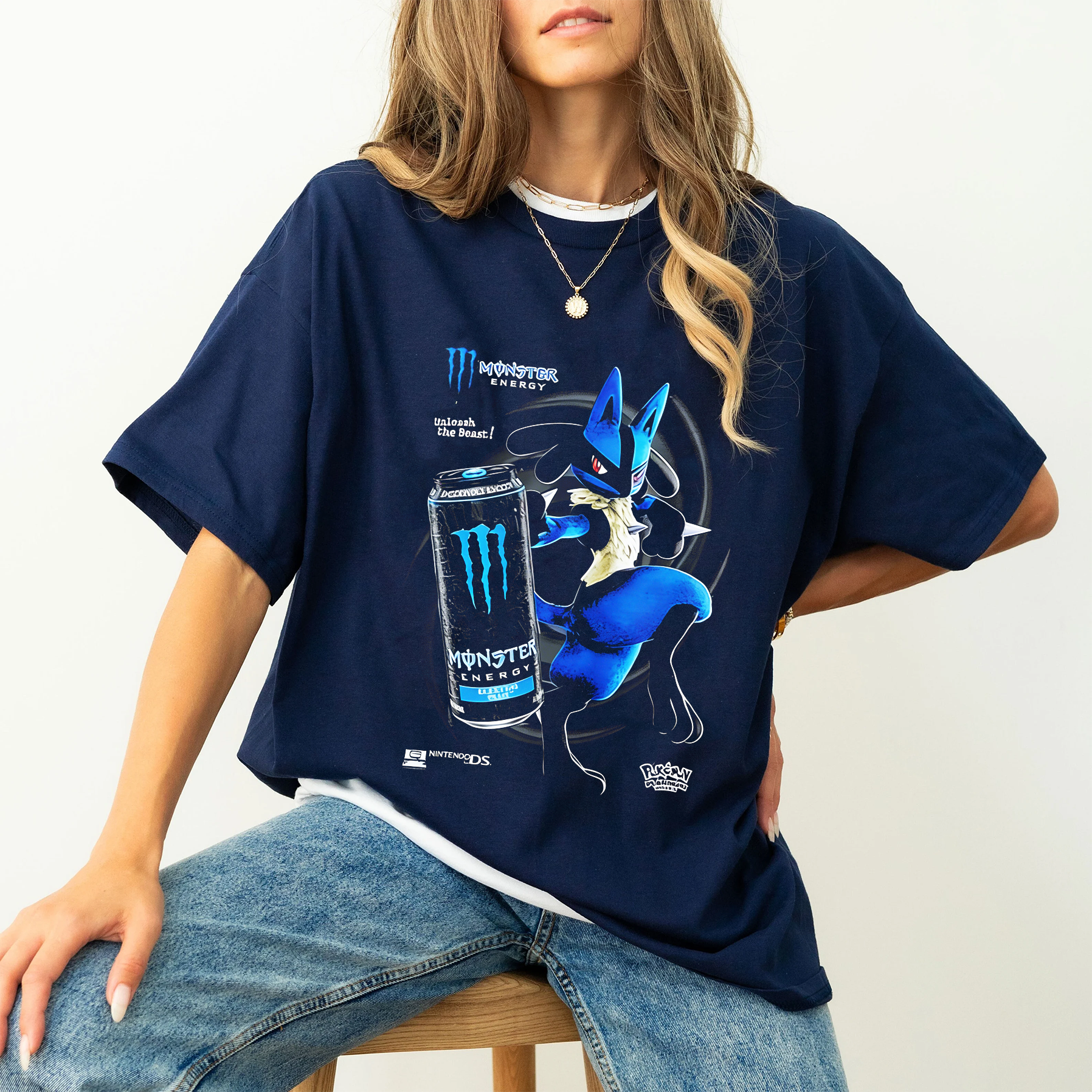 Lucario X Electric Blue Monster Energy Pokémon anime Oversized T-shirt/Crewneck/Hoodie