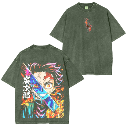 Demon Slayer Anime Unsiex Washed T-Shirt