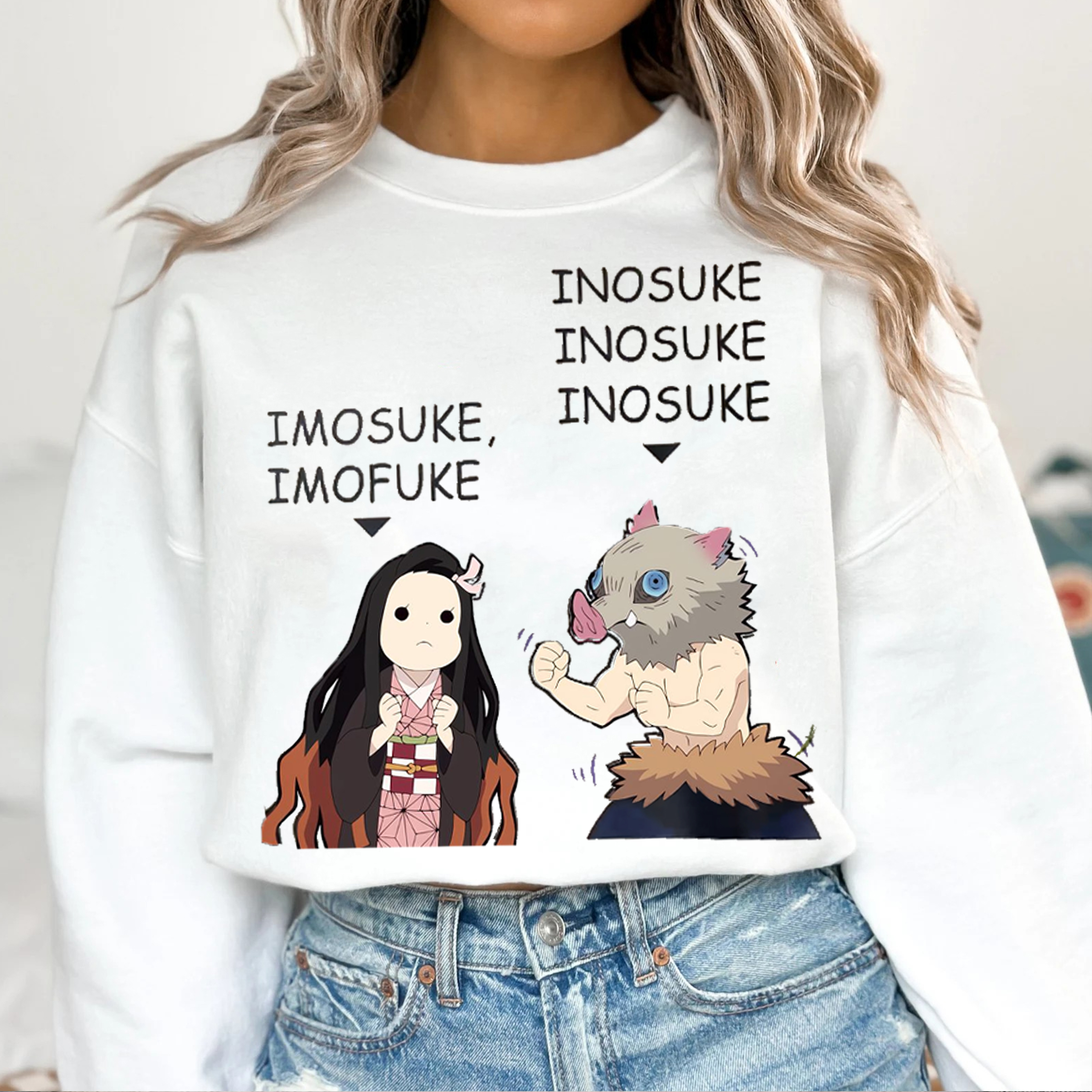 Komado Nezuko �� Hashibira Inosuke Unisex Crewneck Sweatshirt