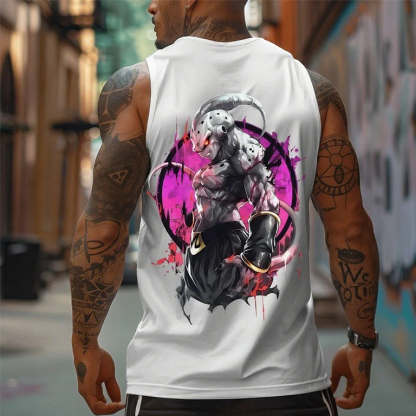 Casual Anime Print Gym Tank Top