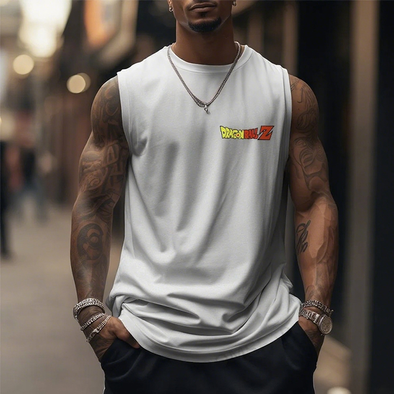 Oversized Anime Print Gym Tank Top