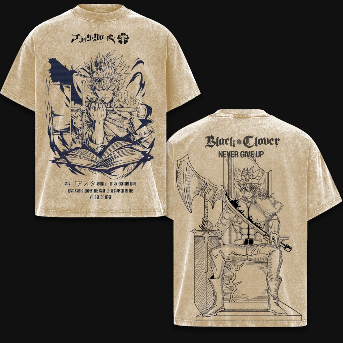 Asta x Black Bulls Black Clover Anime Washed T-shirt/Crewneck/Hoodie