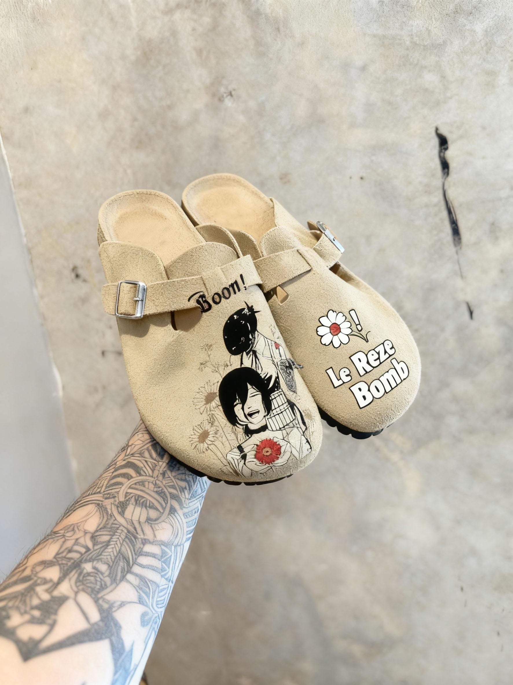 Chainsaw Man Reze Unisex Boston Soft Footbed Suede Leather