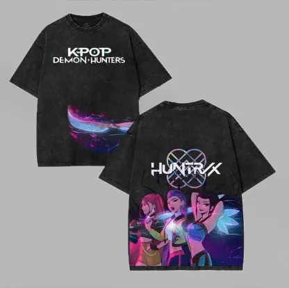 KPop Demon Hunters Printed Unisex Washed T-Shirt