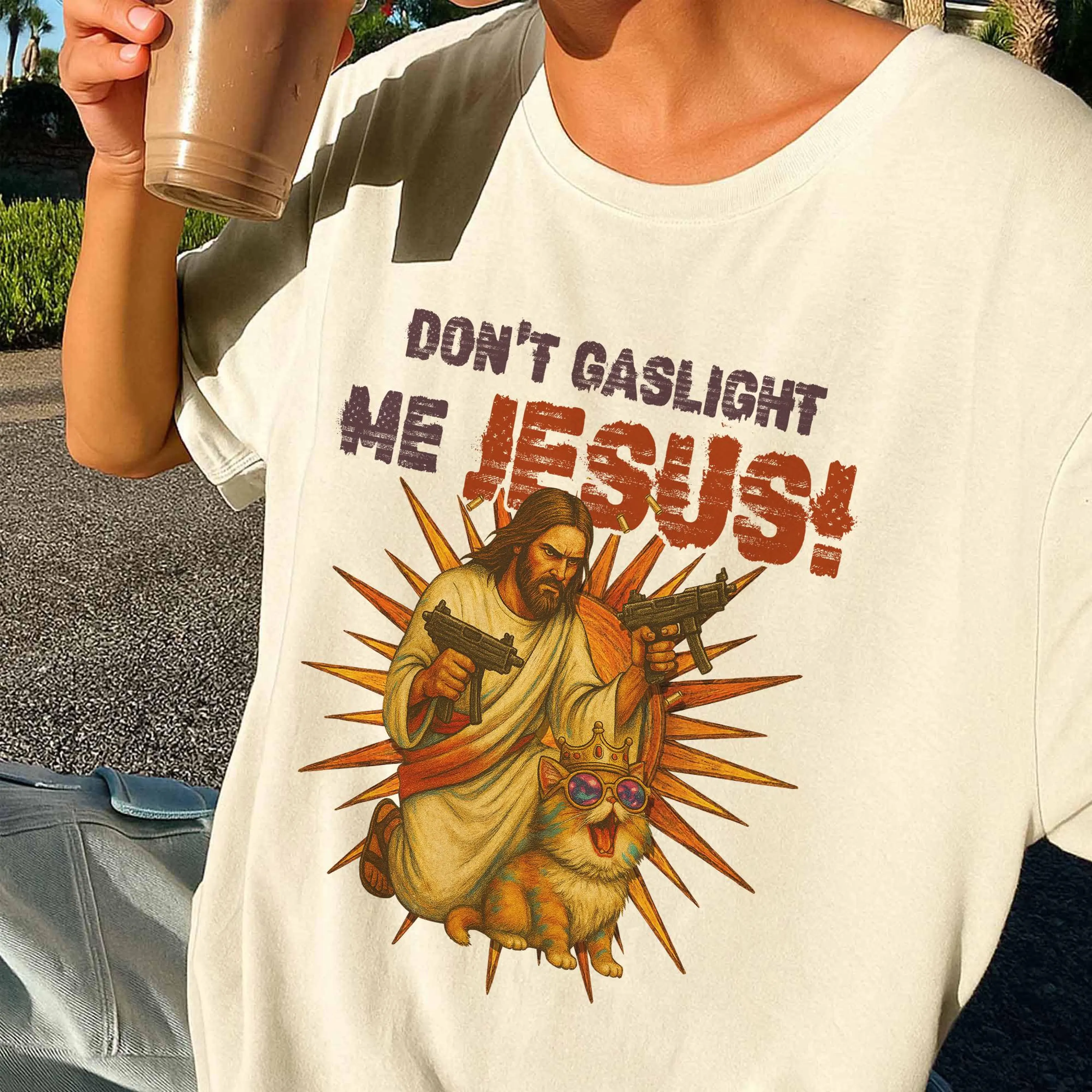 Don't Gaslight Me Jesus, Princess Donut and Mongo,Dungeon Crawler Carl Graphic Oversize Unisex Shirts/Crewneck/Hoodie