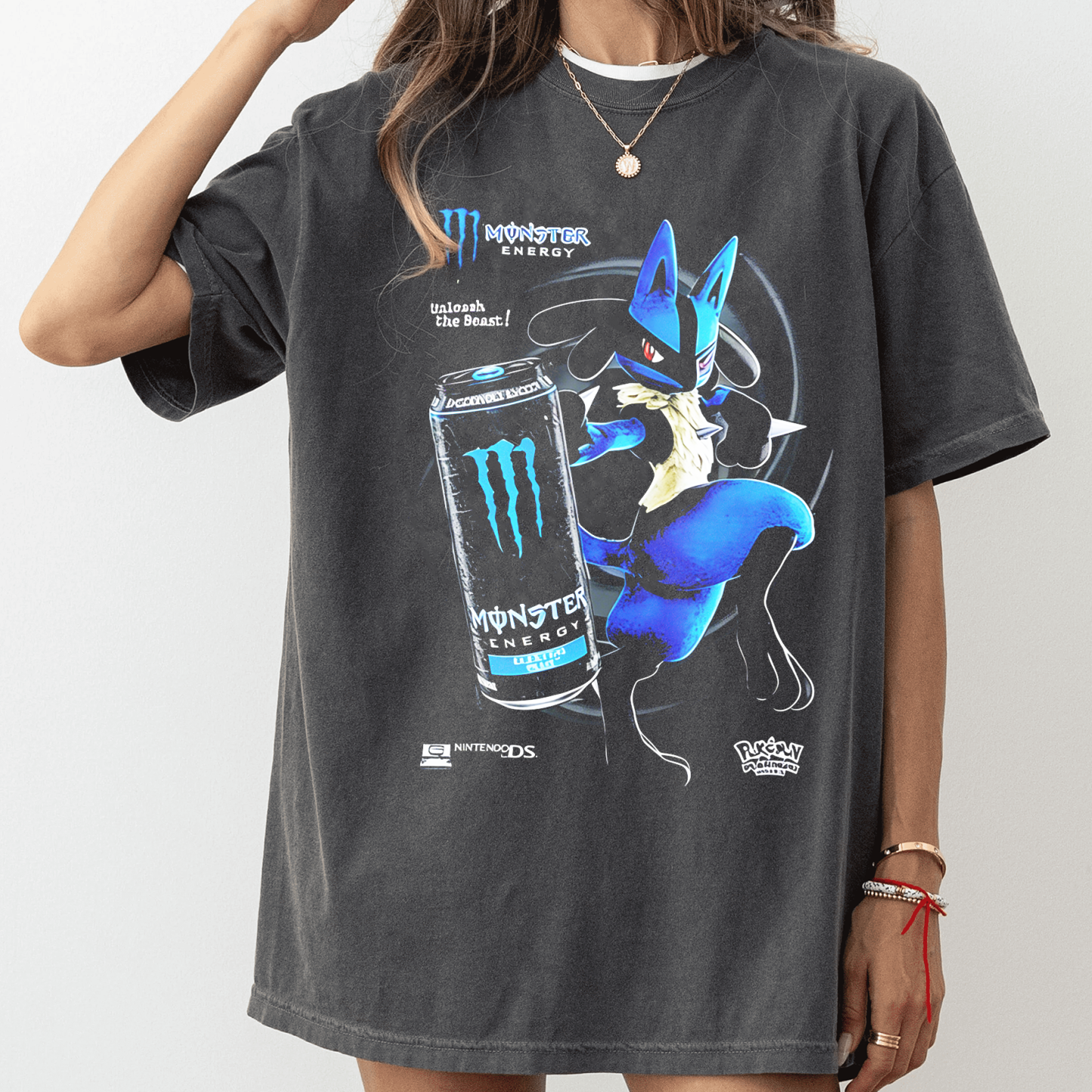 Lucario X Electric Blue Monster Energy Pokémon anime Oversized T-shirt/Crewneck/Hoodie
