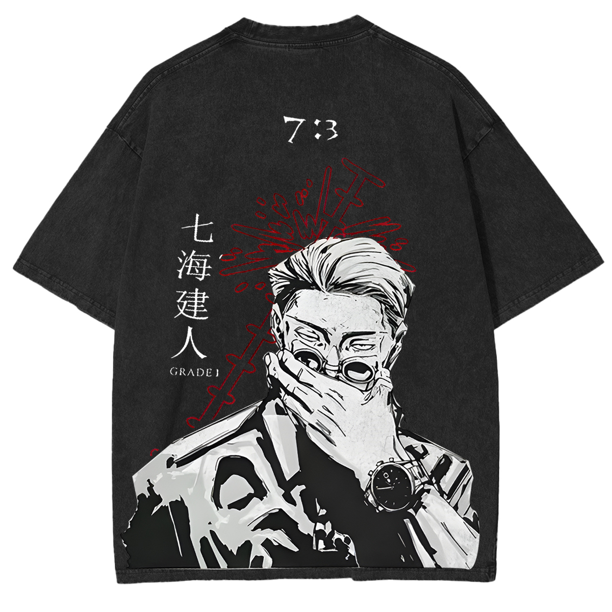 Nanami Jujutsu Kaisen Oversized Vintage Washed T-Shirts