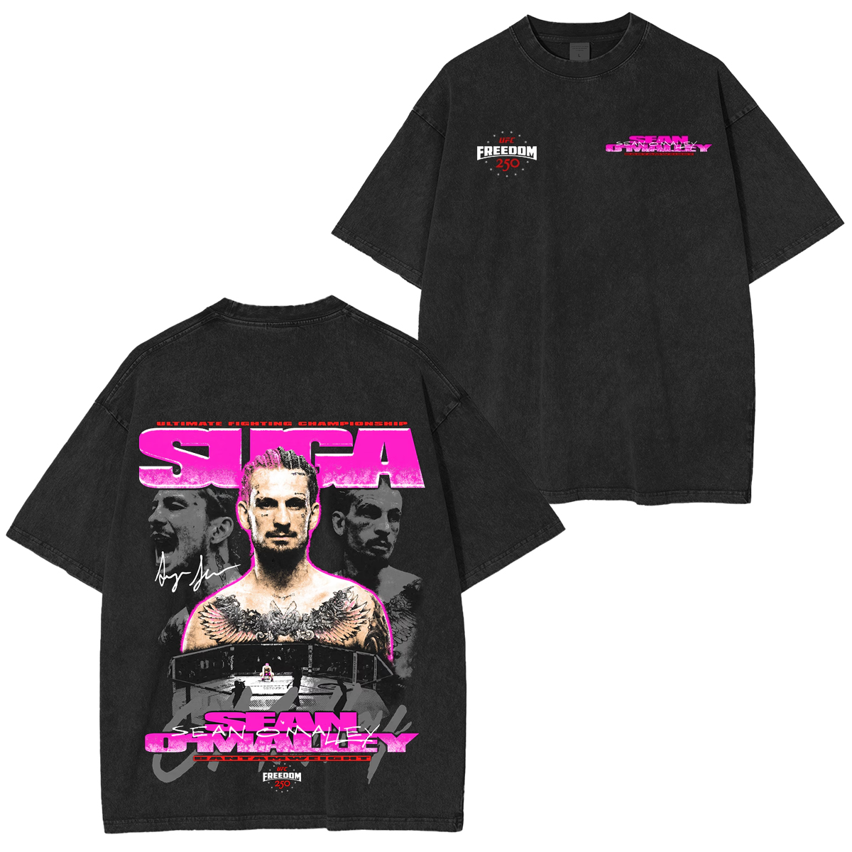 UFC Black Sean O'Malley UFC Freedom 250  Unisex Washed T-Shirt