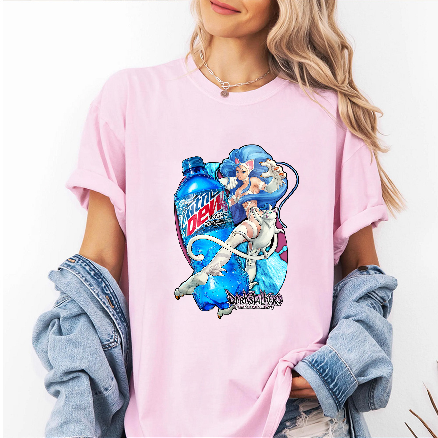 Felicia Darkstalkers Resurrection x Mtn Dew Voltage Oversized T-shirt/Crewneck/Hoodie