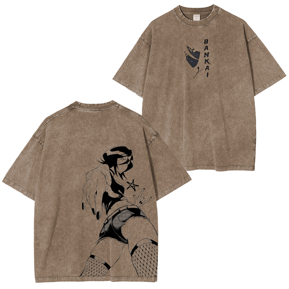 Bleach Anime Double Printed Vintage Washed Tee