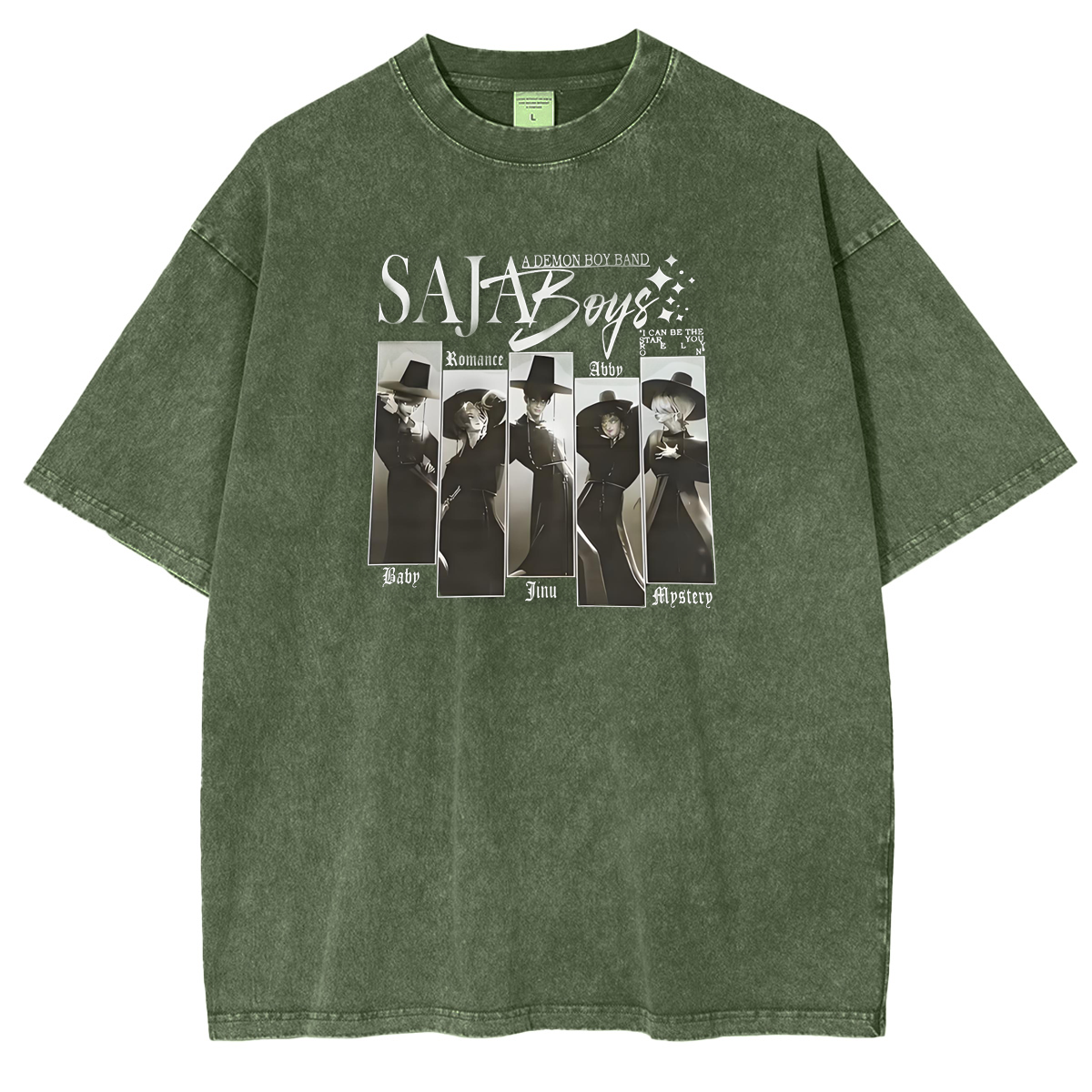 Kpop Demon Hunters Saja Boys Vintage Unisex Washed T-Shirt