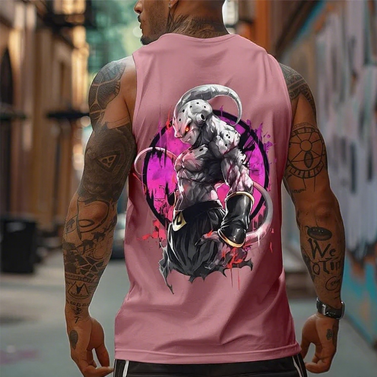 Casual Anime Print Gym Tank Top