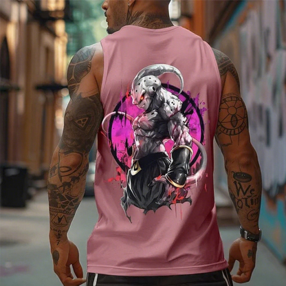 Casual Anime Print Gym Tank Top