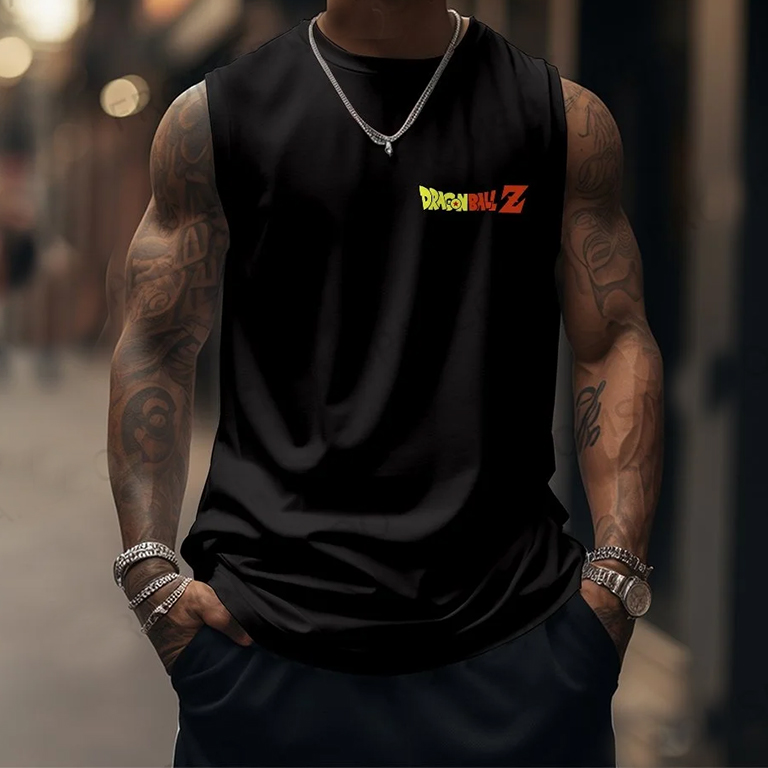 Oversized Anime Print Gym Tank Top