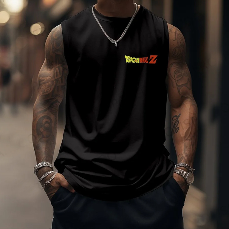 Oversized Anime Print Gym Tank Top