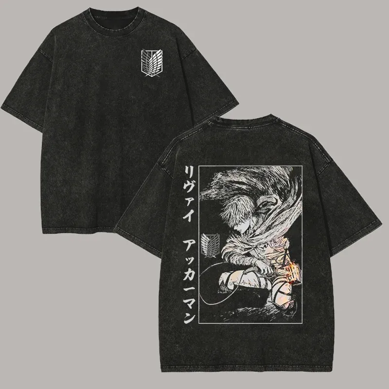 Levi Ackerman Printed Unisex Washed T-Shirt