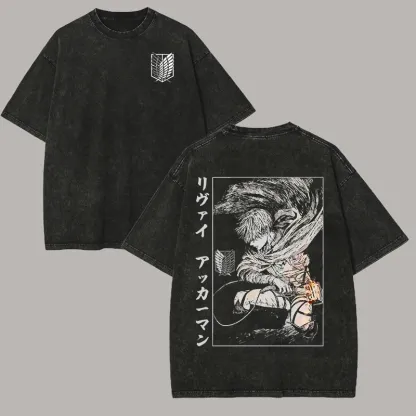 Levi Ackerman Printed Unisex Washed T-Shirt