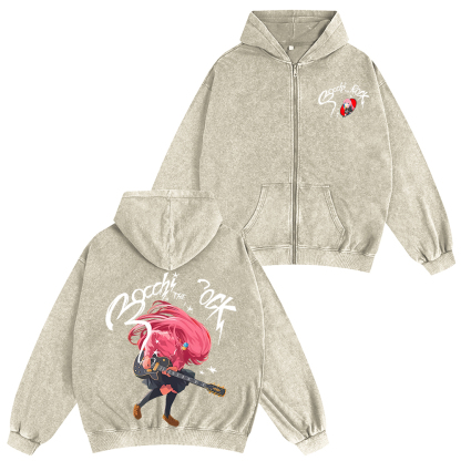 Jujutsu Kaisen Anime Unisex Washed Zip Up Hoodie