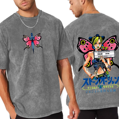 Hot Anime Jojo Bizarre Adventure Vintage Washed T-shirt/Crewneck/Hoodie