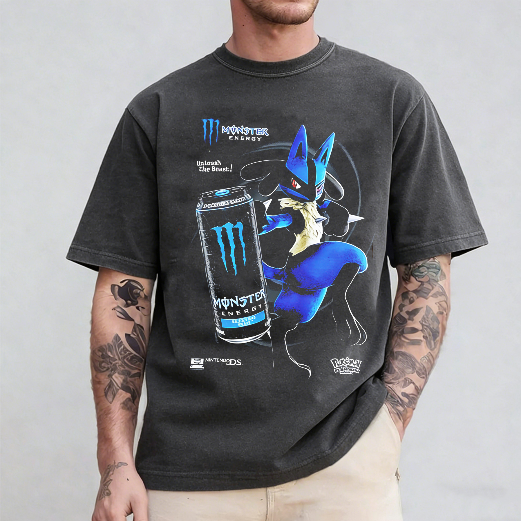 Lucario X Electric Blue Monster Energy Pokémon anime Oversized T-shirt/Crewneck/Hoodie
