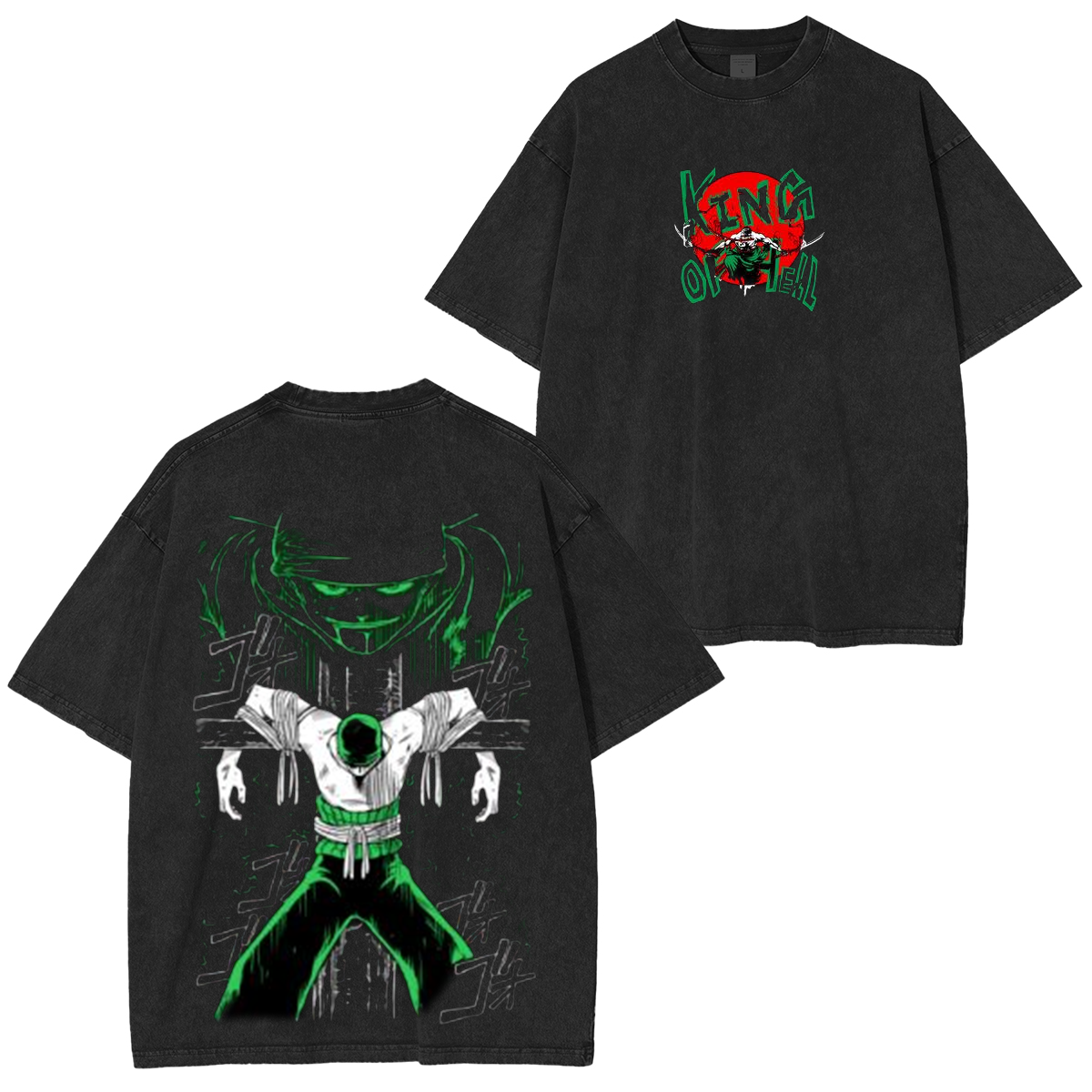 Zoro Roronoa One Piece Luffy Anime Unisex Washed T-Shirt