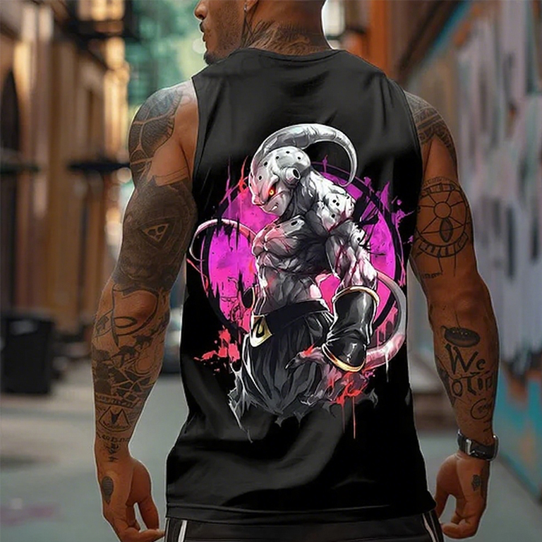 Casual Anime Print Gym Tank Top