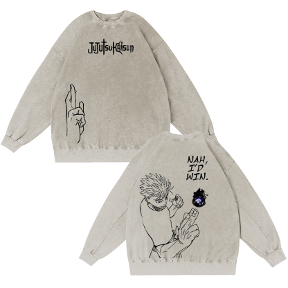 Anime Jujutsu Kaisen Gojo Satoru Graphic Washed T-shirt/Crewnec/Hoodie