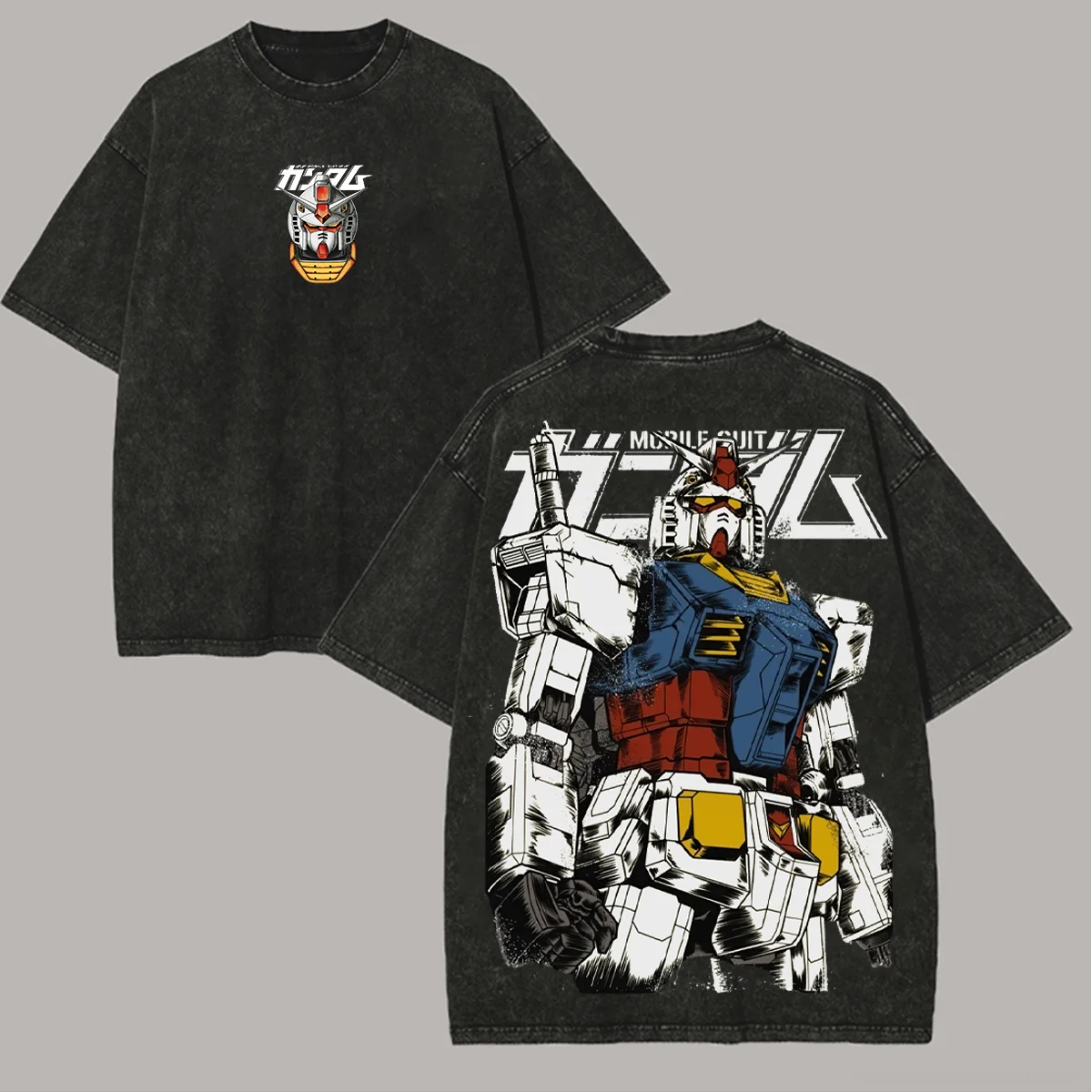 Mobile Suit Gundam Printed Unisex Washed T-Shirt