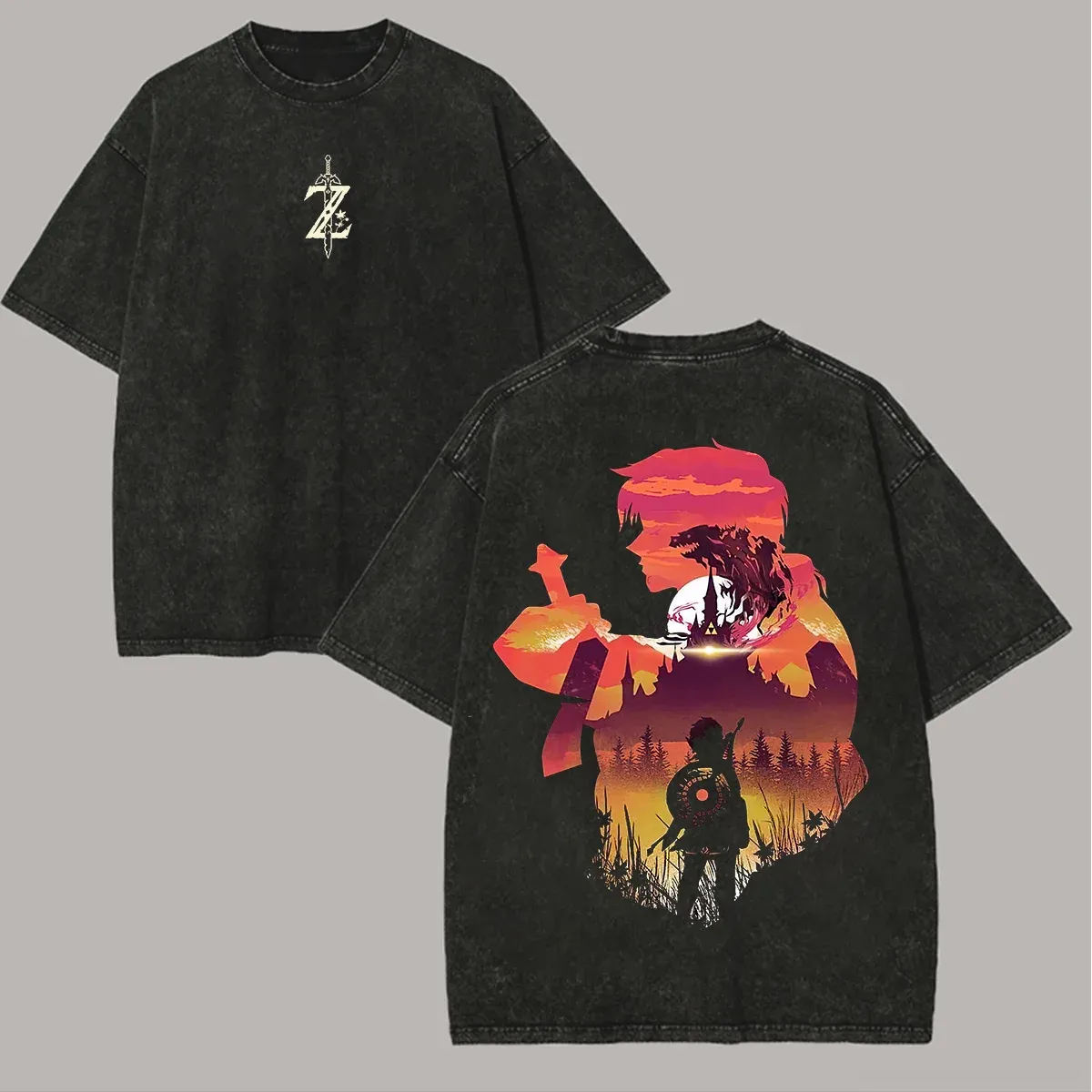 The Legend Of Zelda: Breath Of The Wild Printed Unisex Washed T-Shirt