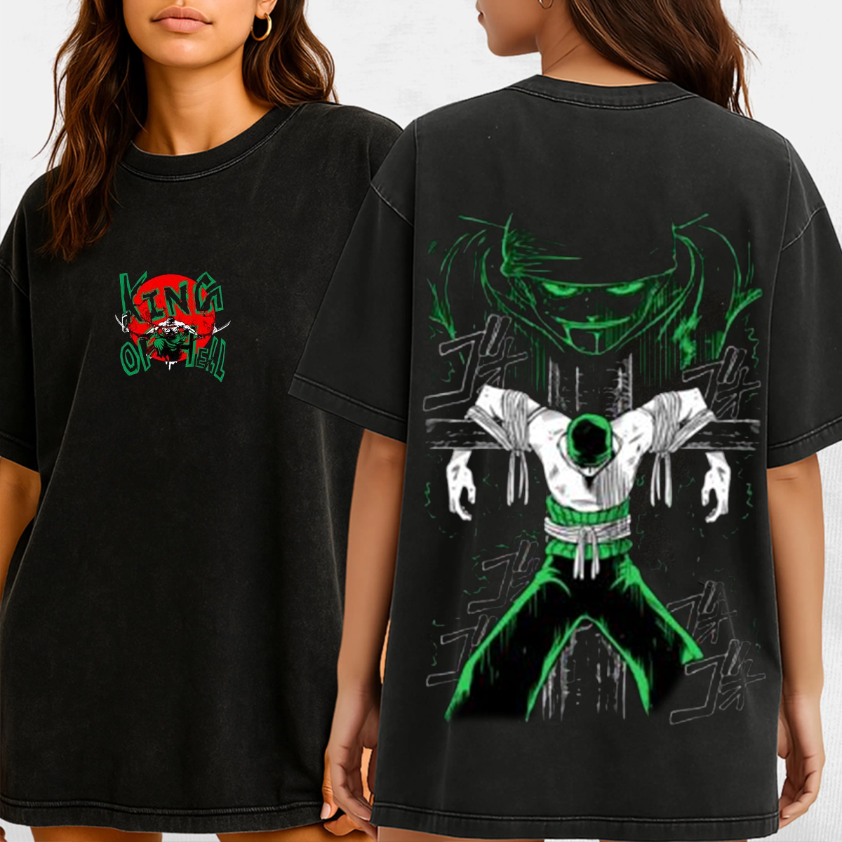 Zoro Roronoa One Piece Luffy Anime Unisex Washed T-Shirt