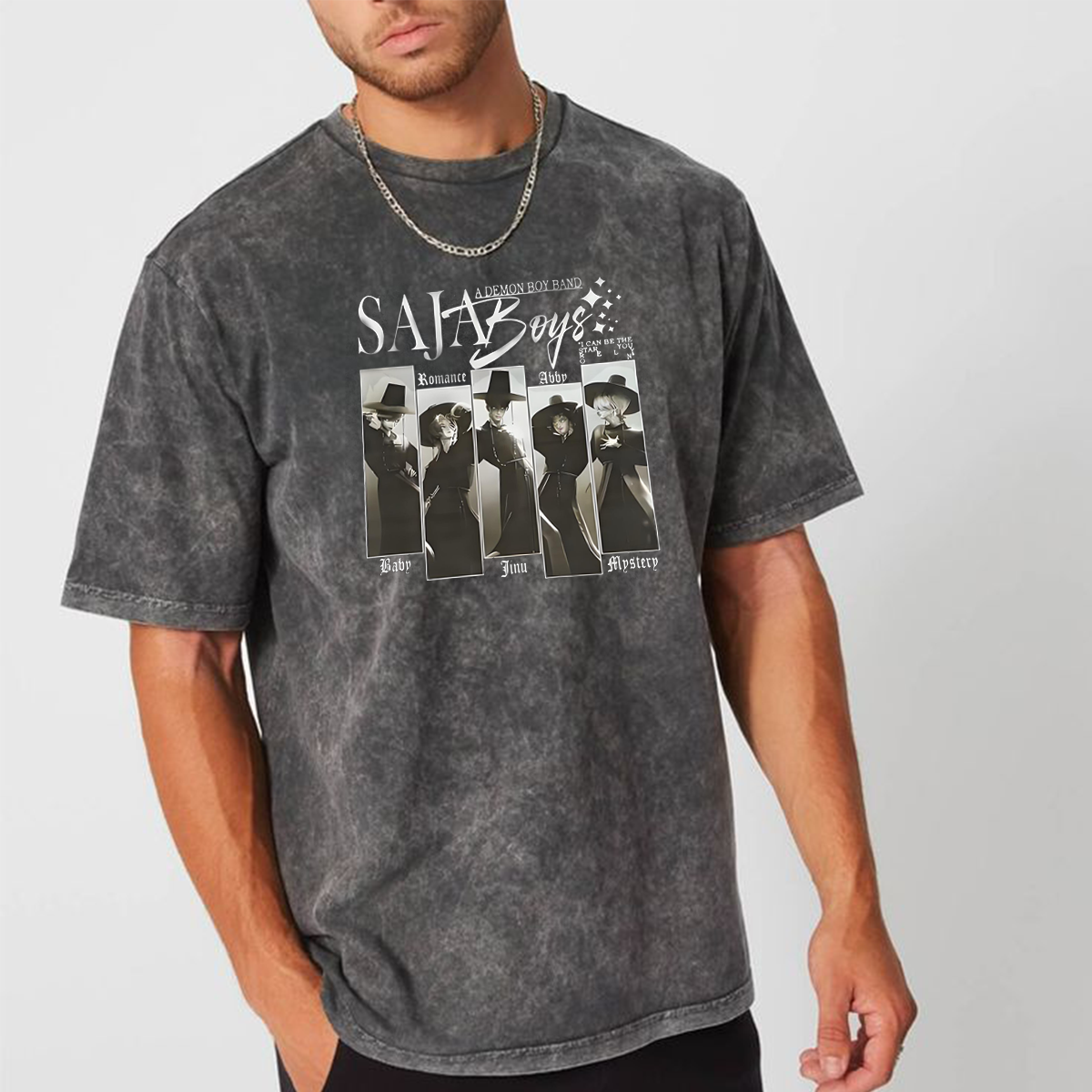 Kpop Demon Hunters Saja Boys Vintage Unisex Washed T-Shirt