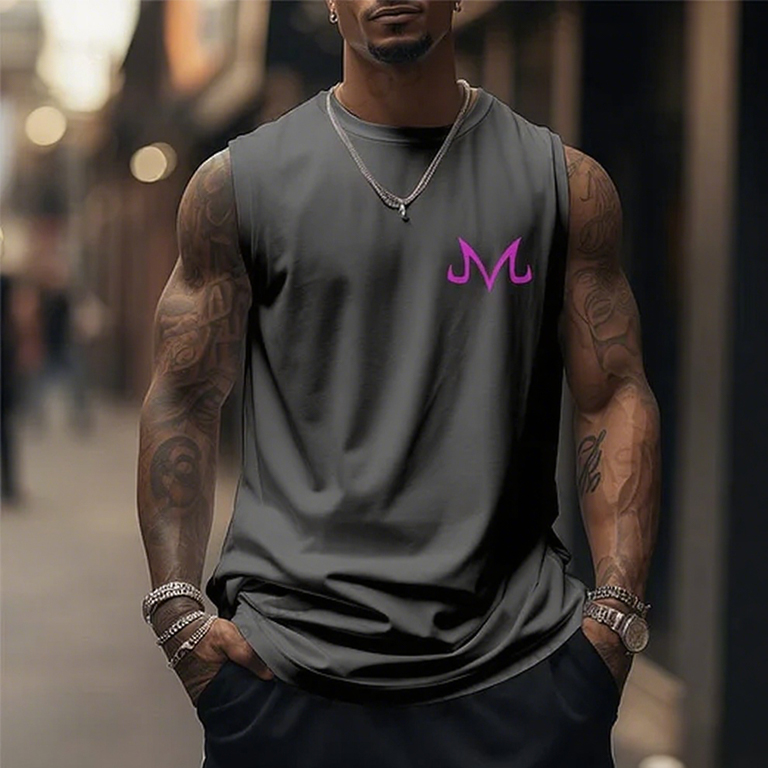 Casual Anime Print Gym Tank Top