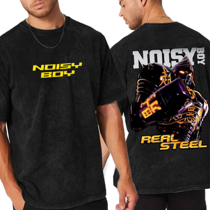 Noisy Boy in Real Steel Movie Black T-Shirt