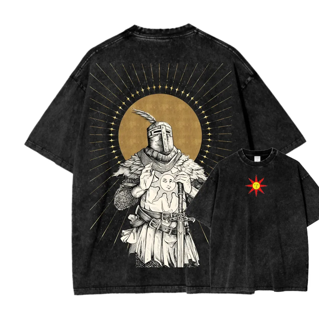 Dark Soul Sun Knight Unisex Fit Washed T-Shirt 2506014701