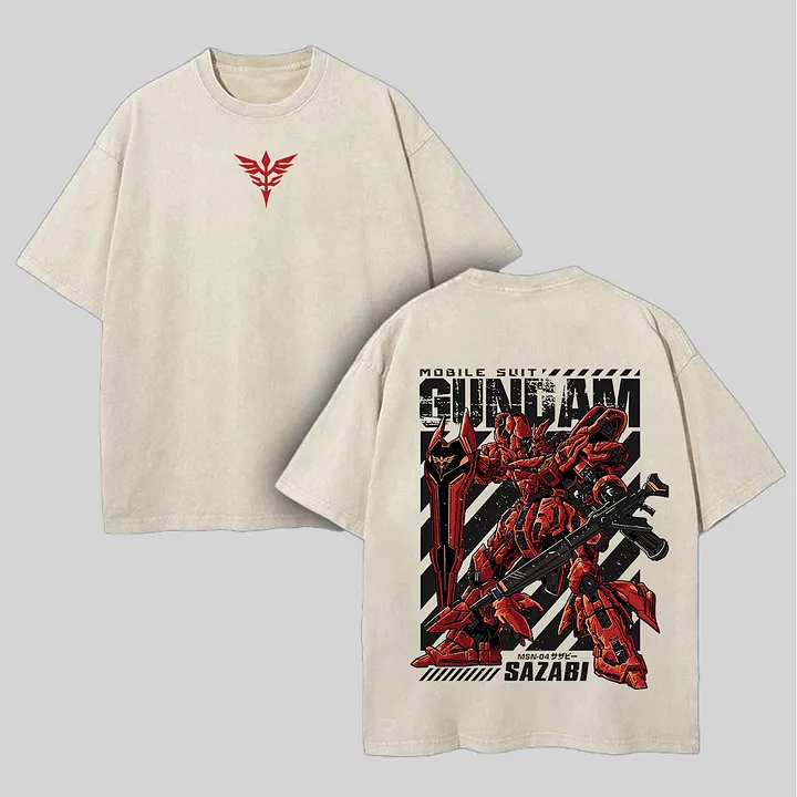 Mobile Suit Gundam Printed Unisex Washed T-Shirt