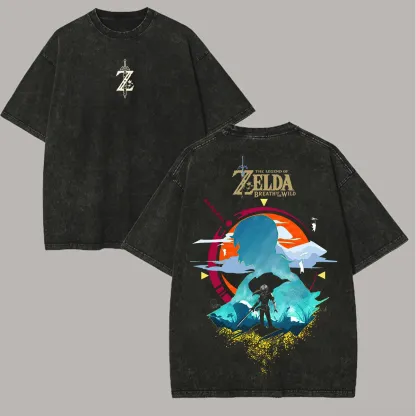 The Legend Of Zelda: Breath Of The Wild Printed Unisex Washed T-Shirt