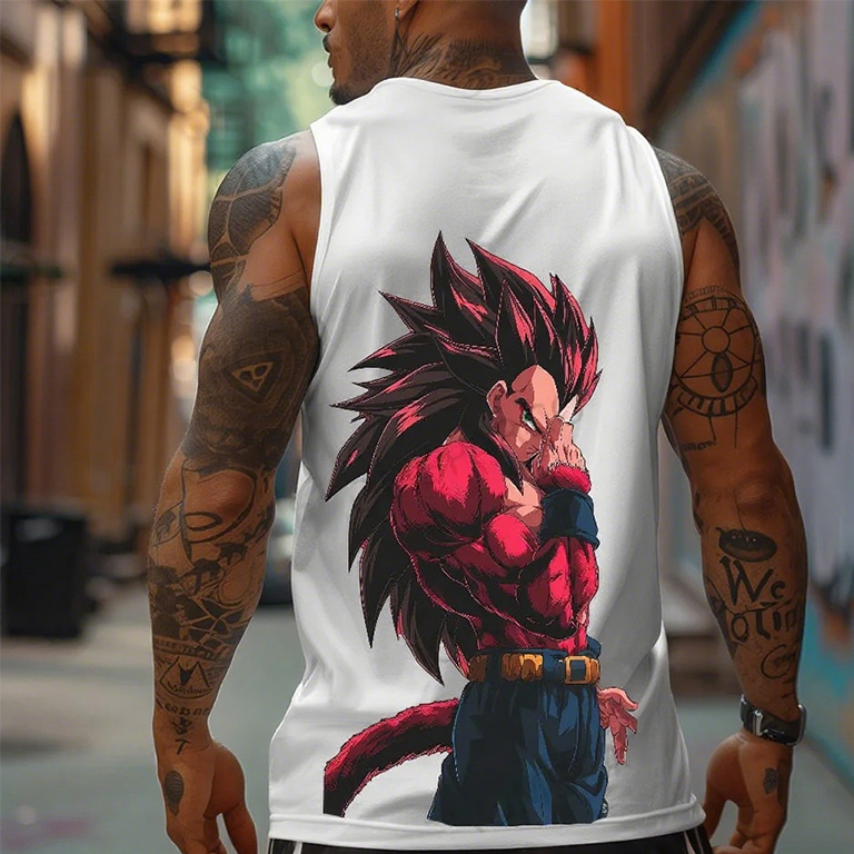 Oversized Anime Print Gym Tank Top