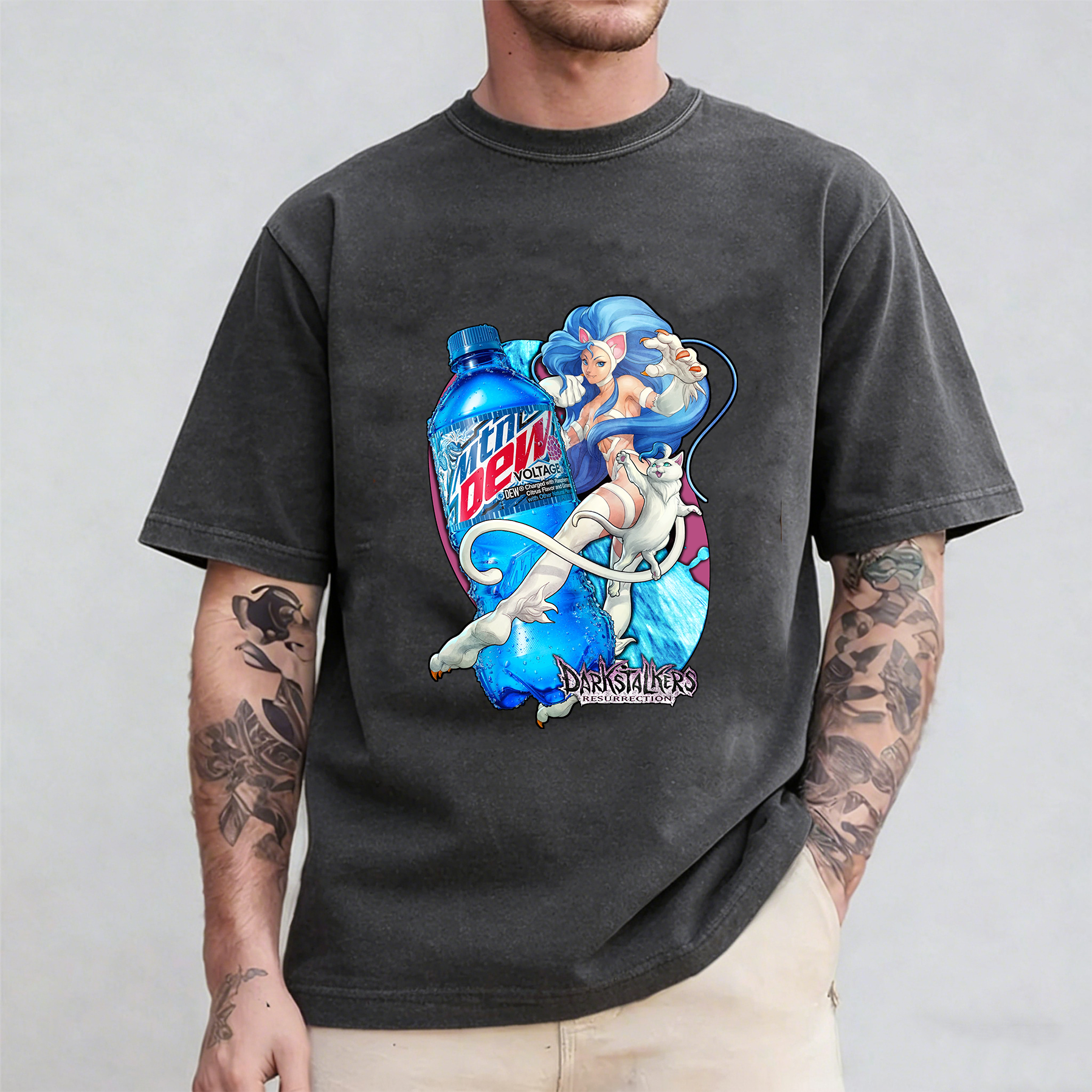Felicia Darkstalkers Resurrection x Mtn Dew Voltage Oversized T-shirt/Crewneck/Hoodie