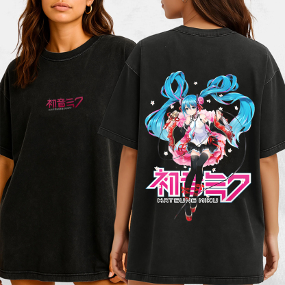 Chainsaw Miku Oversized Vintage Washed T-Shirts