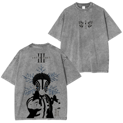 Anime Demon Slayer Akaza Eyes Print T-Shirts