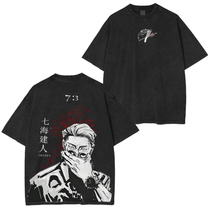 Nanami Jujutsu Kaisen Oversized Vintage Washed T-Shirts