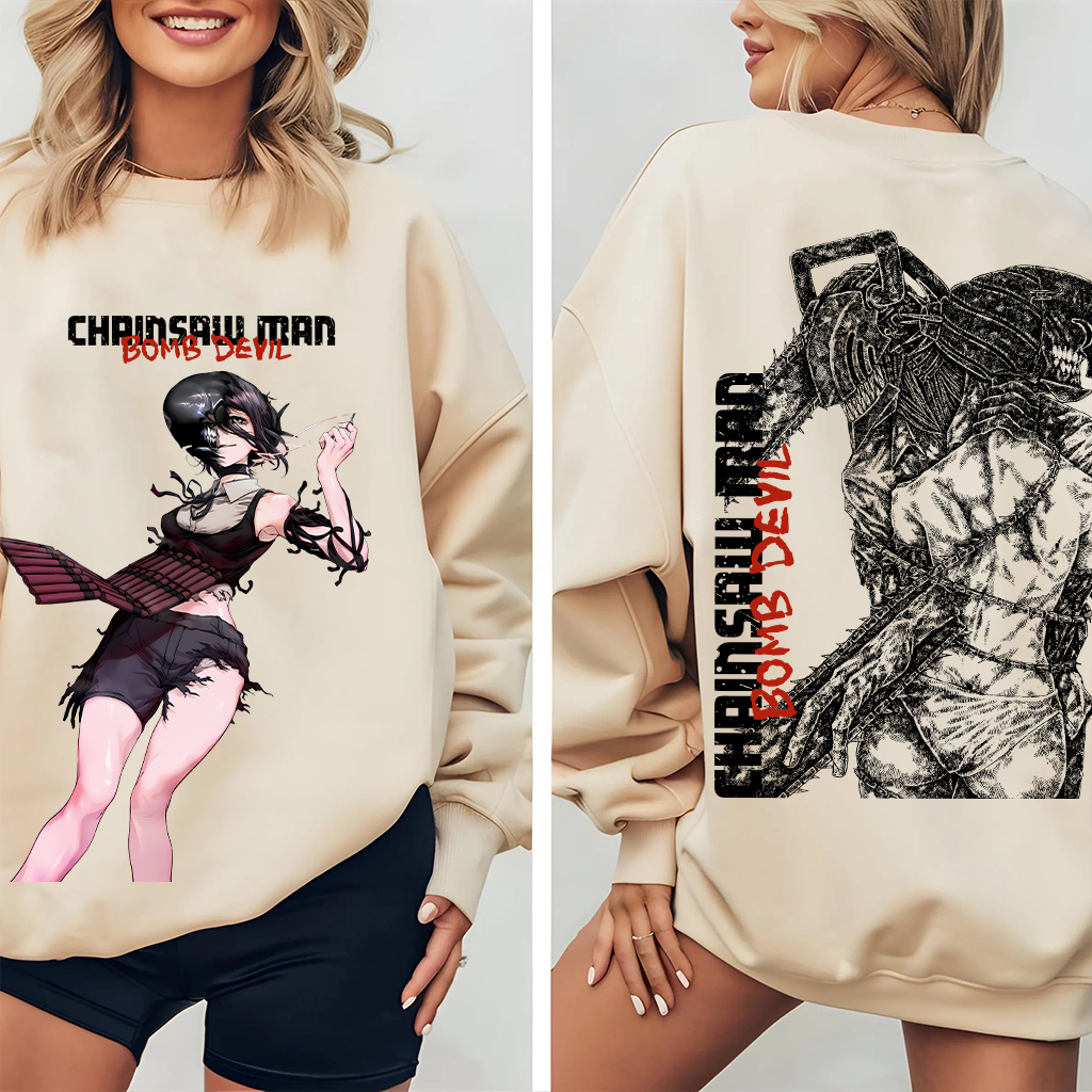Zere x Denji Chainsaw Man Anime Double Printed Vintage T-shirt/Crewneck/Hoodie