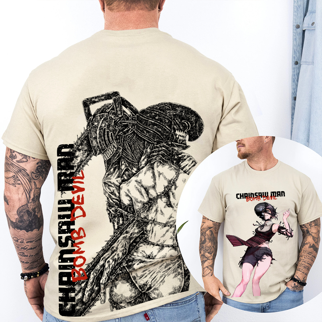 Zere x Denji Chainsaw Man Anime Double Printed Vintage T-shirt/Crewneck/Hoodie