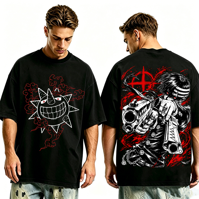 Wholesale Washed Tee Soul Eater Death The Kid Oversized T-shirt/Crewneck/Hoodie
