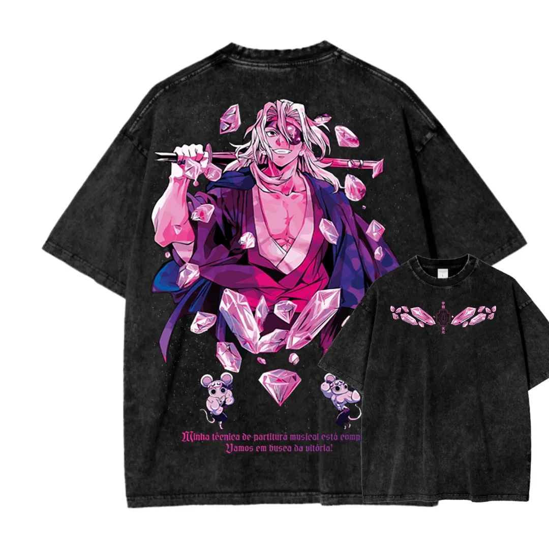 Demon Slayer Uzui Tengen Unisex Fit Washed T-Shirt 2504004051