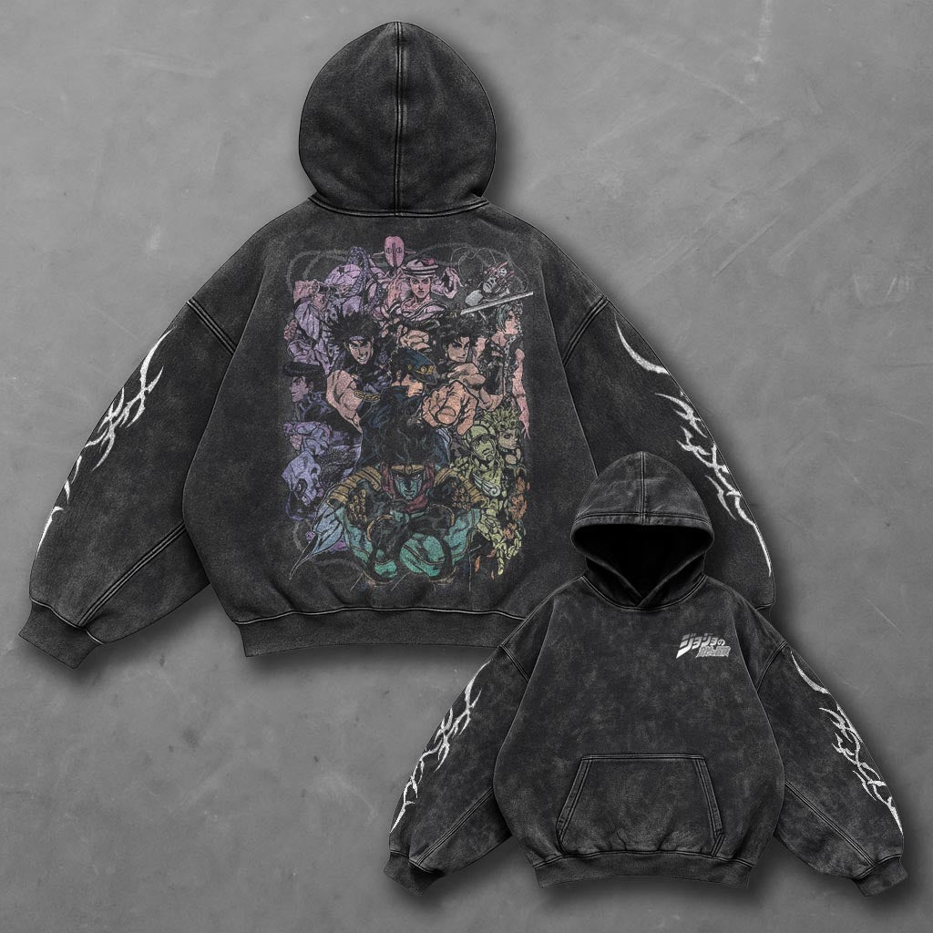 Jojo Oversized Fresh Black Anime Hoodie